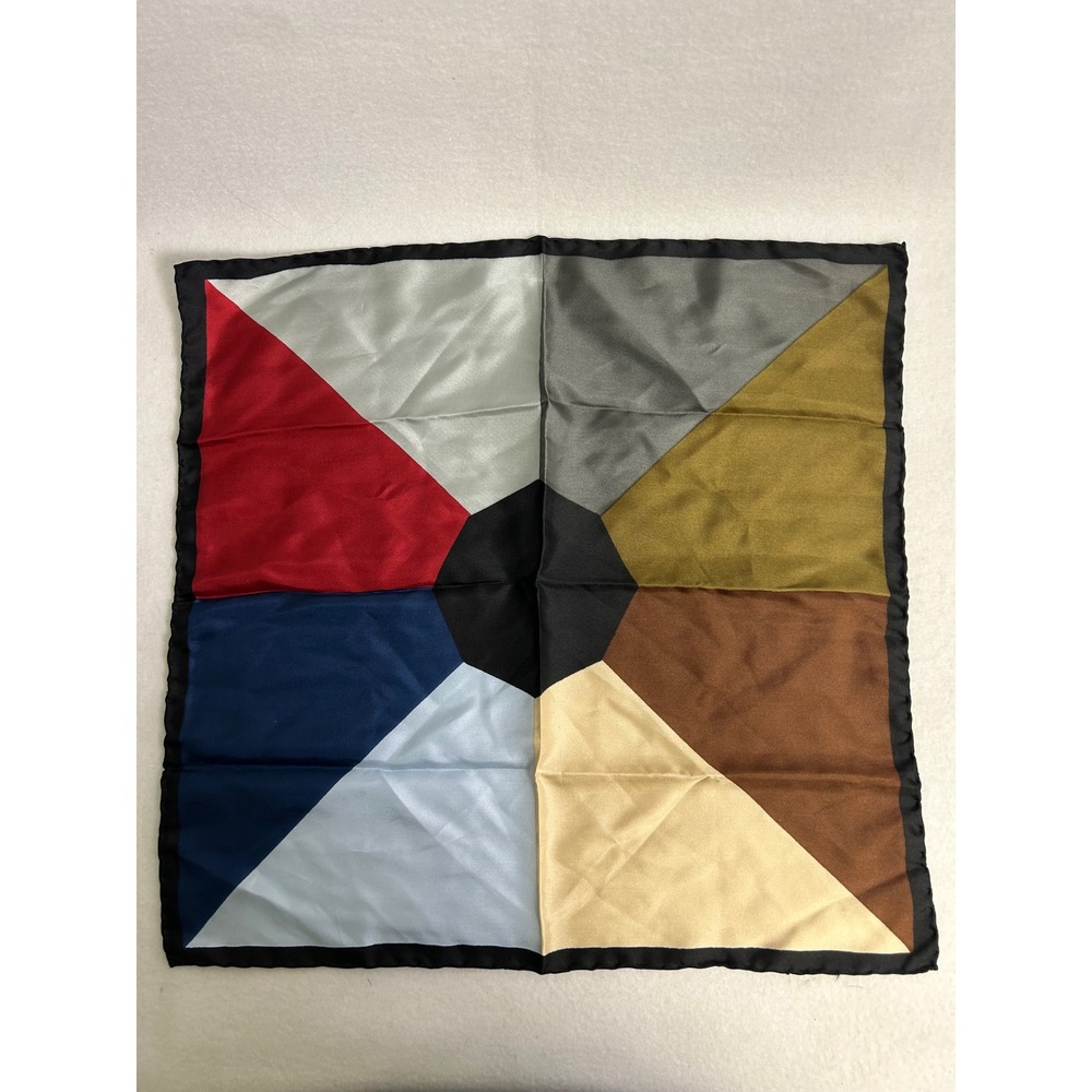 Sartorial Italian Silk Unisex 18" Multi Geometric Colorblock Pocket Square Scarf